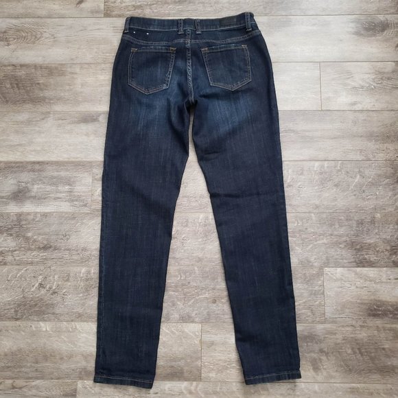 Halogen Girlfriend Distressed Mark Dark Wash Jeans 24 - Picture 2 of 9
